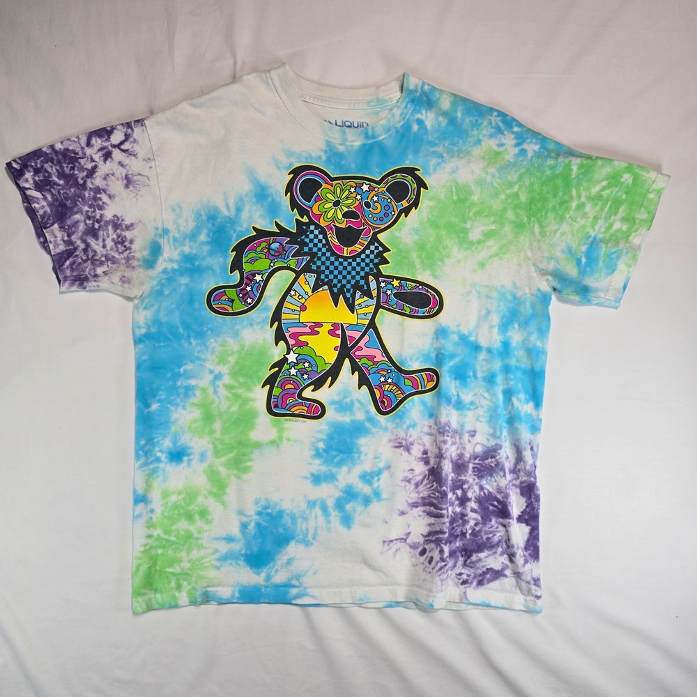 Liquid Blue Grateful Dead Tie Dye Shirt Psychedelic Dancing Bear Mens Large 2021